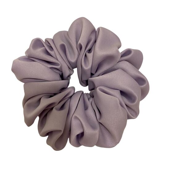 Satin Hair Scrunchie. Light Lavender. Medium. - Picture 1 of 5